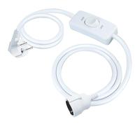 Cordon d'extension Blanc avec Interrupteur on/Off, 2 m (200 cm) 3A 220V - 240V 300 W, isolé et ignifugé, Cordon d'alimentation pour intérieur