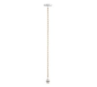 Ostaria 36151 Cordon Electrique pour Suspension habillage en Corde Naturelle - Douille E27 et support en Métal Blanc - Cable suspension Luminaire 90 cm - Dim : D10xH90cm