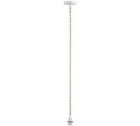 Ostaria 36151 Cordon Electrique pour Suspension habillage en Corde Naturelle - Douille E27 et support en Métal Blanc - Cable suspension Luminaire 90 cm - Dim : D10xH90cm