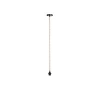 Ostaria 36152 Cordon Electrique pour Suspension en Corde Naturelle - Douille E27 et support en Métal Noir - Cable suspension Luminaire 90 cm - Dim : D10xH90cm