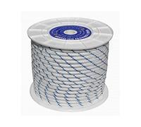 Cordon Nylon Tressé 12 mm Blanc/Bleu 100 mts.