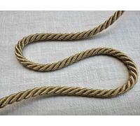 Cordon passepoilé torsadé pour décoration d'intérieur, coussin, rideaux, tapisserie - 7 mm de large - n'importe quelle longueur (beige doré, 1 m)