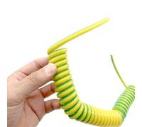 Cordon spiralé à ressort Fil de terre télescopique en spirale enroulé à 1 noyau, jaune-vert, plusieurs AWG extensibles 8 15 mètres(11AWG)