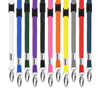 Cordons écologiques en RPET avec clip mousqueton en métal de LanyardsTomorrow 10 mm de large, cordon détachable de sécurité - Sangles de cou en polyester recyclé pour badge d’identification, bleu