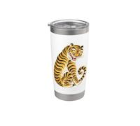 Coréen Minhwa Tiger Folk Art Vintage Graphique Gobelet isotherme en acier inoxydable double paroi