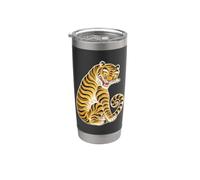 Coréen Minhwa Tiger Folk Art Vintage Graphique Gobelet isotherme en acier inoxydable double paroi