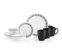 Corelle Cusco Service de table 16 pièces pour 4 personnes Noir