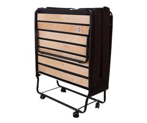 Coreme Lit Pliant Grand hôtel (90 cm) Matelas HR 24 kg Non feu + Housse - Lit d’Appoint ou Régulier Adulte, Mousse Confort, Structure Acier Renforcé, Pliable Compact avec roulettes