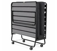 Coreme Lit Pliant Grand Hôtel (90 cm) Matelas Mémoire de Forme Non feu - Lit d’Appoint ou Régulier Adulte, Mousse Confort, Structure Acier Renforcé, Pliable Compact avec roulettes