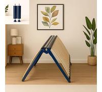Coreme Pack Sommier Pliable + 2 Pieds de Renfort - Couchage 140 cm - Sommier 2 Places à Lattes 40 Lattes Multiplis - Cadre Métal Époxy, Lit Gain de Place, Pliable et Compact, Facile à Transporter