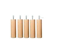 Coreme Pieds Bois 25 cm Grandes tiges pour Cadre Lattes Naturel - Jeu de 5 Pieds - Compatible Sommier Métallique