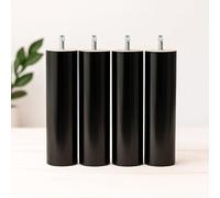 Coreme Pieds Bois 25 cm Grandes tiges pour Cadre Lattes Noir - Jeu de 5 Pieds - Compatible Sommier Métallique