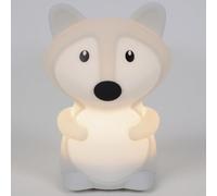 Corep Objet lumineux silicone blanc BIG FOX tactile - 2 intensités - LED RGB - enceinte Bluetooth - batterie rechargeable