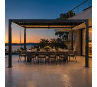 Corfu pergola bioclimatique à led 4x3m structure aluminium lames orientables