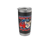 Corgi Dog American Flag Glasses Happy 4th Of July Gobelet isotherme en acier inoxydable double paroi