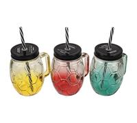 CORHAD 3 Ensembles Gobelet avec Paille 401-500ml, Tasse à Lait | Bocal avec Couvercle et Paille, Capacité pour Boissons et Snack, Facile à Nettoyer, Long-lasting