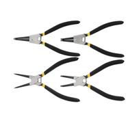 CORHAD 4 Pièces Pinces à Circlip Multifonctionnelles, Pinces à Anneau de Retenue, Acier Noir, 7 Pouces, Droites et Courbées, à Ressort, Antidérapantes