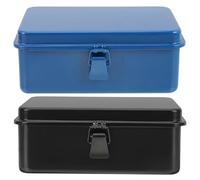 CORHAD Boîte à Outils pour Rangement Organisé 2 Pièces en Fer Renforcé | Design Verrouillable, Lot de 2, Coffret pour Atelier et Coffre de Voiture