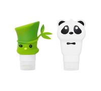 CORHAD Distributeur de Savonnette Liquide Flacon de Lotion Rechargeable et Silicone et Pp 60ml et 90ml Design Panda et Bambou Couleur Aléatoire Portable pour Usage à Domicile
