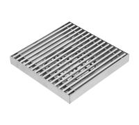 CORHAD Grande grille d'évacuation carrée en acier inoxydable 15 x 15 cm avec tige complète pour l'extérieur Siphon de sol pour jardin, terrasse et cour Convient pour tuyaux de 100/110 mm