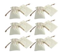 CORHAD Lot de 12 Petits Paquet à Cordon en Coton Lin Beige 7x9 Cm, Pochette à Cordon Finement Cousue pour Rangement de Feuilles de Thé et Snacks, pour Organiser Tiroir