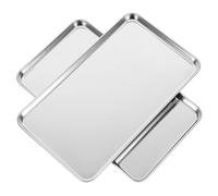 CORHAD Lot de 2 plaques en Acier Inoxydable 30 x 20 cm pour biscuits et tartes, utilisables four et en extérieur