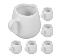 CORHAD Lot de 6 Mini Crémier en Céramique avec Poignée 50 Ml, Saucière Blanche Hygiénique Facile à Nettoyer, Pichet à Lait Élégant Cuisine et Maison