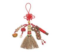 CORHAD Mini Balai Feng Shui à Nœud Chinois Rouge Pièce Amulette, Pendentif Suspendu pour Berceau de Bébé, Accessoire Décoratif Compact et Doux pour -Né, Présent Naissance Traditionnel