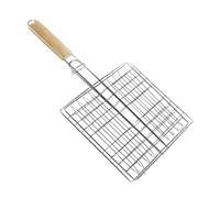 CORHAD Panier à Griller Barbecue en Acier Inoxydable Poignée Bois | Surface Lisse, Isolation Thermique, pour Steak et Aliments, Usage Camping et Activité Extérieure