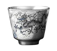 CORHAD Tasse de Dégustation de Thé Chinois 45ml Argenté, Style Classique | Pièce Décorative Chic, Usage Maison ou Bureau, Présent Crémaillère et Fête des Pères, pour Amateurs de Thé