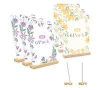 Coriver Présentoirs de Table A5, Lot de 6 Forme L/T Support Affiche A5 Plaque Acrylique, Double Face Porte Menu avec Pied en Bois, Support Feuille pour Exposition Café Bureau école-148*210mm