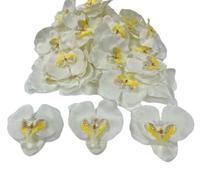 Corkwaw Lot de 50 têtes de fleurs artificielles en soie Phalaenopsis pour orchidées, papillons, décorations faites main, mariage, fête, maison (blanc)