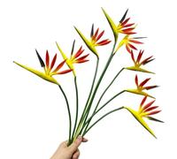 Corkwaw Lot de 8 Fleurs artificielles de 53,3 cm - Oiseau de Paradis - Plante Verte pour décoration de Maison, Jardin, Bureau, véranda, décorations de Mariage (Orange)