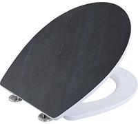Cornat Abattant WC "Noir" - Plaque en pierre naturelle élégante - Duroplast facile d'entretien - Fonction Quick up & Clean - Fermeture automatique - Montage confortable par le haut/siège de toilette