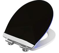 Cornat KSDSC362 Abattant WC « Black Shining » - Éclairage LED doux la nuit - Avec capteur acoustique - Fonction Quick up & Clean - Système d'abaissement automatique - Montage confortable par le haut -
