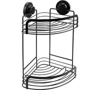 Cornat Panier d'angle 3 en 1 - Deux paniers Extra Hauts - pour Montage en Coin - 3 Options de Fixation différentes avec Ventouse, Patin adhésif et perçage - Noir - Étagère de Douche - T3402711