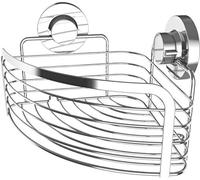 Cornat Panier d'angle 3 en 1 pour montage d'angle - 3 options de montage différentes avec ventouse/patin adhésif et perçage - Chromé - Étagère de douche - T340270
