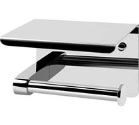 Cornat Porte-Rouleau de Papier Toilette - avec étagère 143 x 100 mm - 2 Options de Fixation différentes avec Patin adhésif et perçage - Chromé - Acier allié/Porte-Papier Toilette / T364203