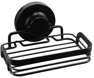Cornat Porte-Savon 3 en 1 - Panier grillagé Stable - 3 Options de Fixation différentes avec Ventouse, Tampon adhésif et perçage - Noir/Porte-Savon/Étagère de Douche avec Porte-Savon / T3402761 /