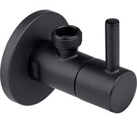 Cornat Robinet d'angle design - Raccord mural AG 1/2" - Raccord de robinet 3/8" - Avec poignée - En laiton - Noir - Vanne de régulation d'angle / T3170051