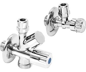 Cornat T317100 Lot de 2 raccordement Laver et Lave-Vaisselle avec clapet Anti-Retour en Laiton/Robinet Machine d'appareil/vanne d'angle, argenté