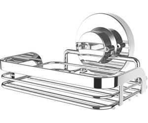 Cornat T340276 Porte-savon 3 en 1 avec panier grillagé solide et 3 possibilités de fixation avec ventouse, tampon adhésif et perçage Chromé