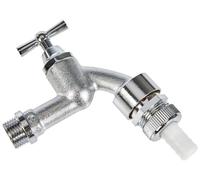 Cornat TEC304005 Robinet de chasse d'eau avec douille pour raccordement de machine à laver et lave-vaisselle avec clapet anti-retour en céramique de haute qualité Argenté 1/2"