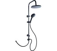 Cornat TECBE3302 - Système de douche "Noir" - Black Edition - Douchette ronde - Douchette à main avec 3 types de jet : Normal & Spray - Anticalcaire - Espacement variable des trous de forage - Set