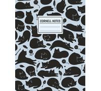Cornell Notes: Playful Black Cat 8.5 x 11 Student Note-Taking Notebook with Table of Contents, 116 Numbered Cornell-Style Pages, Keypoints, Notes & Summary - Blue