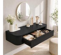 Corner Makeup Vanity, Floating Dressing Table, Wall Mounted Vanity Desk | Centered Mounting Adapts To Corners, Straight Walls And Varied Room Layouts.(Black,23.6"/60cm)
