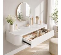 Corner Makeup Vanity, Floating Dressing Table, Wall Mounted Vanity Desk | Centered Mounting Adapts To Corners, Straight Walls And Varied Room Layouts.(M-White,23.6"/60cm)