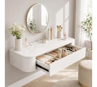 Corner Makeup Vanity, Floating Dressing Table, Wall Mounted Vanity Desk | Centered Mounting Adapts To Corners, Straight Walls And Varied Room Layouts.(White,23.6"/60cm)