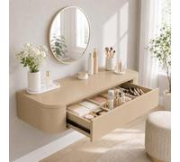 Corner Makeup Vanity, Floating Dressing Table, Wall Mounted Vanity Desk | Centered Mounting Adapts To Corners, Straight Walls And Varied Room Layouts.(Khaki,23.6"/60cm)