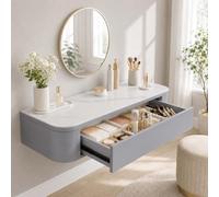 Corner Makeup Vanity, Floating Dressing Table, Wall Mounted Vanity Desk | Centered Mounting Adapts To Corners, Straight Walls And Varied Room Layouts.(M-Gray,23.6"/60cm)